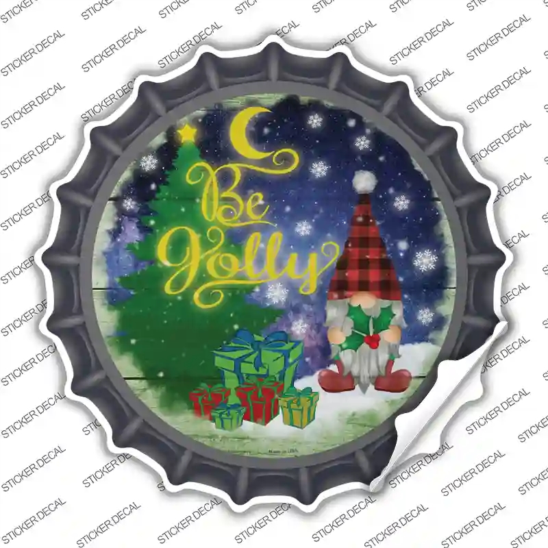 BC-1561s-S Be Jolly Gnome Novelty Bottle Cap Sticker Decal - Small