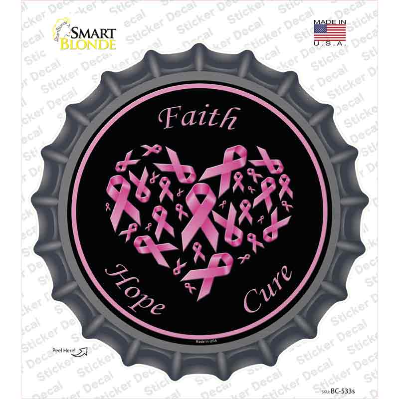 BC-533s-M Faith Hope Cure Novelty Bottle Cap Sticker Decal - Medium