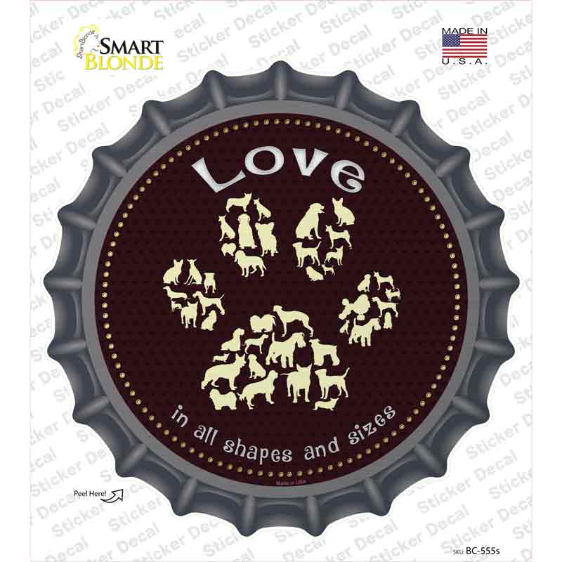 BC-555s-M Love in All Shapes Novelty Bottle Cap Sticker Decal - Medium