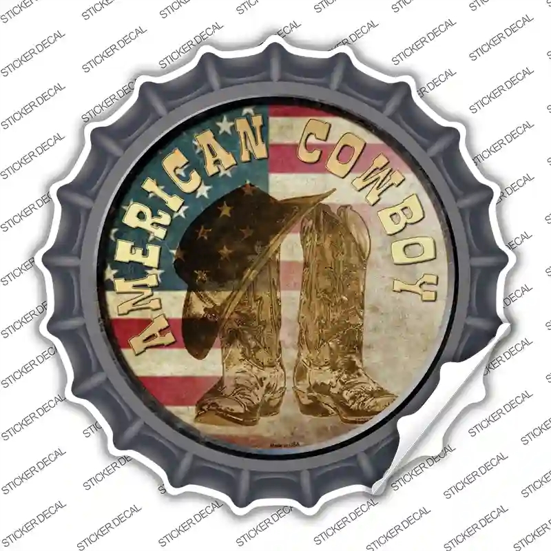 BC-572s-L American Cowboy Novelty Bottle Cap Sticker Decal - Large