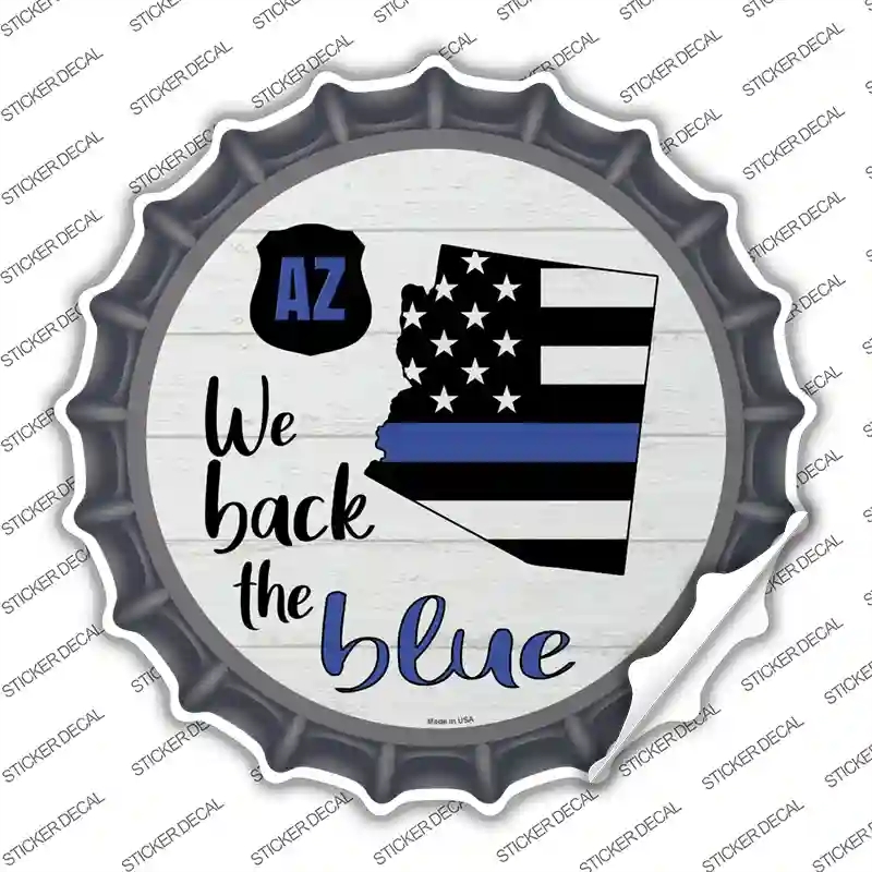 BC-1232s-S Arizona Back the Blue Novelty Bottle Cap Sticker Decal - Small