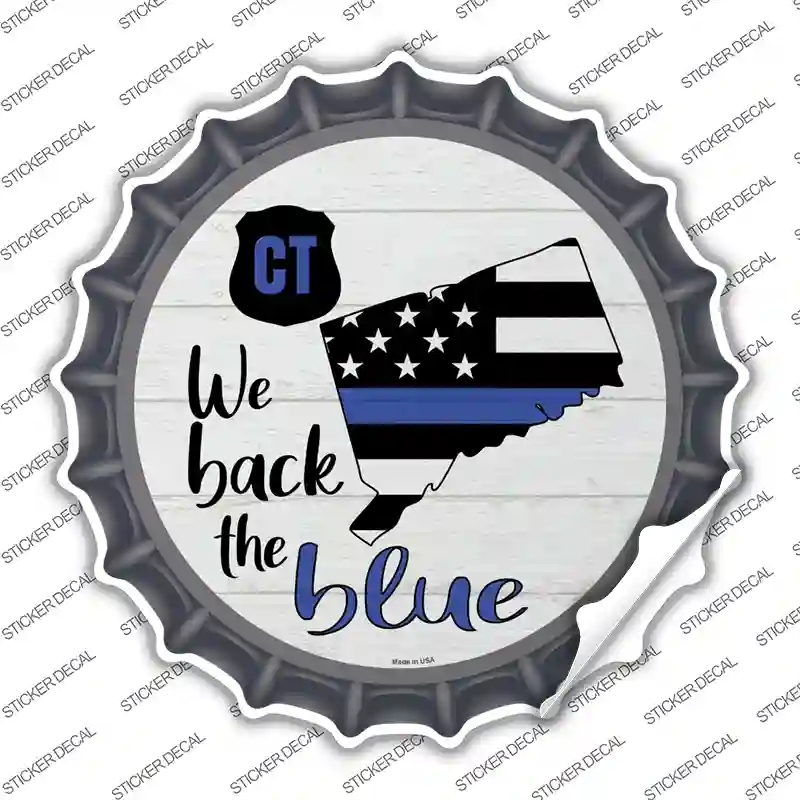 BC-1236s-L Connecticut Back the Blue Novelty Bottle Cap Sticker Decal - Large