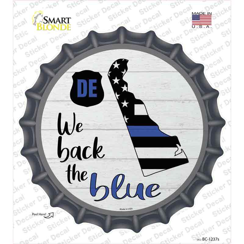BC-1237s-M Delaware Back the Blue Novelty Bottle Cap Sticker Decal - Medium