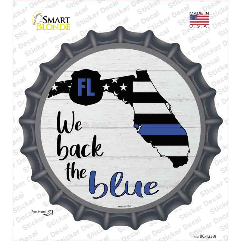 BC-1238s-M Florida Back the Blue Novelty Bottle Cap Sticker Decal - Medium