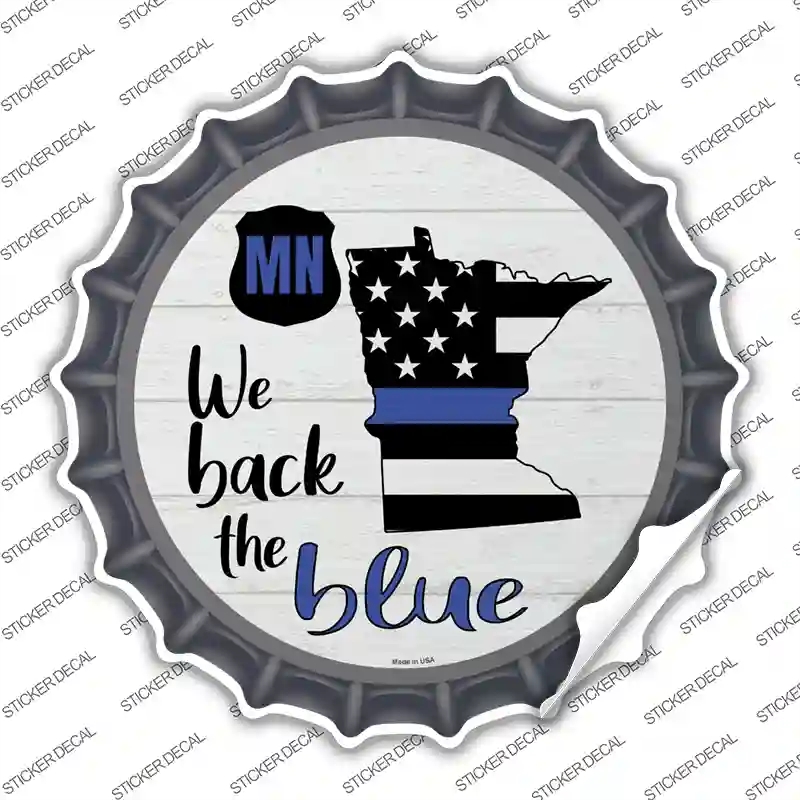 BC-1252s-L Minnesota Back the Blue Novelty Bottle Cap Sticker Decal - Large