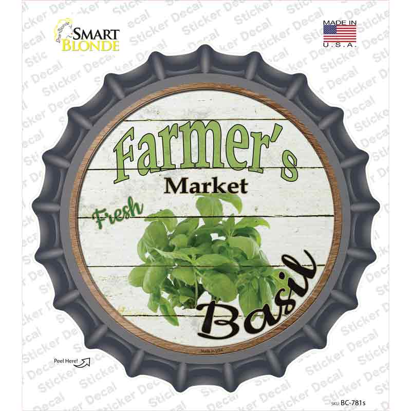 BC-781s-M Farmers Market Basil Novelty Bottle Cap Sticker Decal - Medium