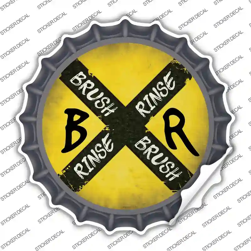 BC-828s-L Brush & Rinse Novelty Bottle Cap Sticker Decal - Large