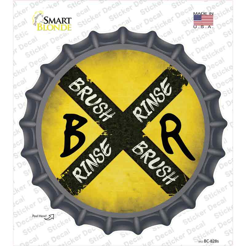 BC-828s-M Brush & Rinse Novelty Bottle Cap Sticker Decal - Medium