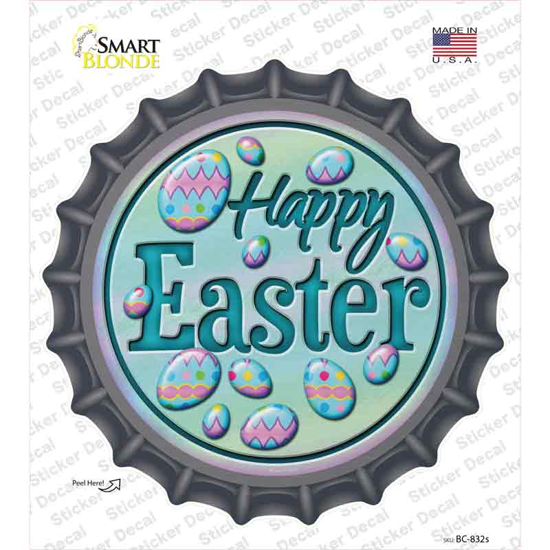 BC-832s-M Happy Easter with Eggs Novelty Bottle Cap Sticker Decal - Medium