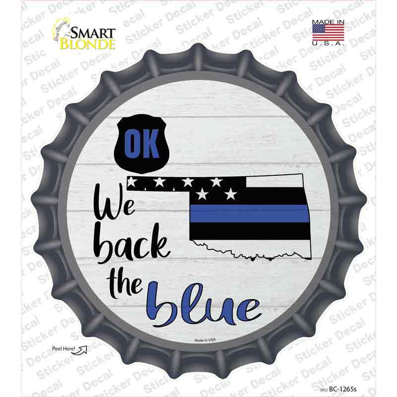 BC-1265s-M Oklahoma Back the Blue Novelty Bottle Cap Sticker Decal - Medium