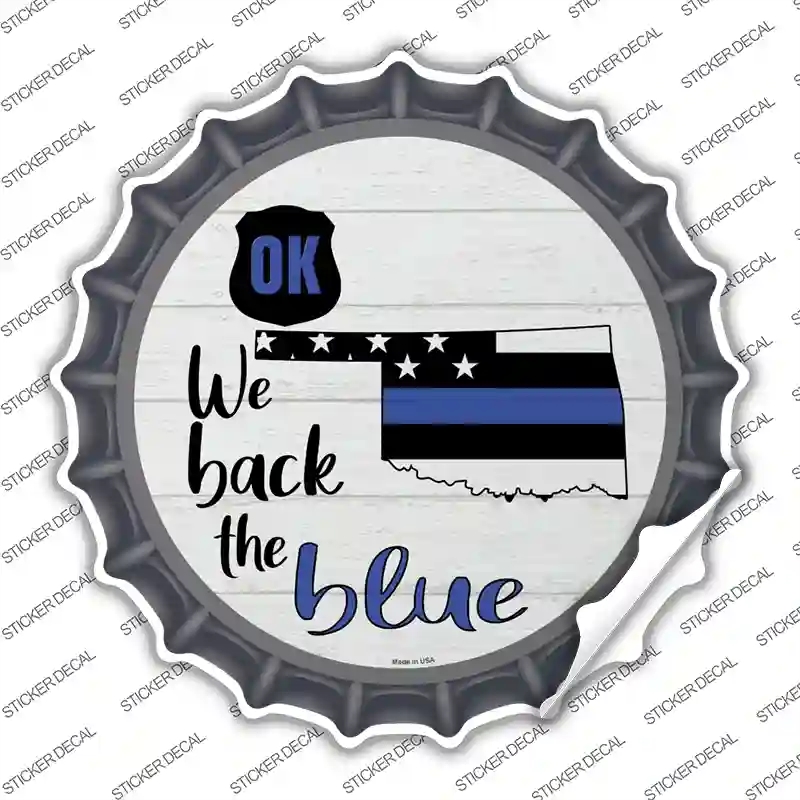 BC-1265s-XL Oklahoma Back the Blue Novelty Bottle Cap Sticker Decal - Extra Large