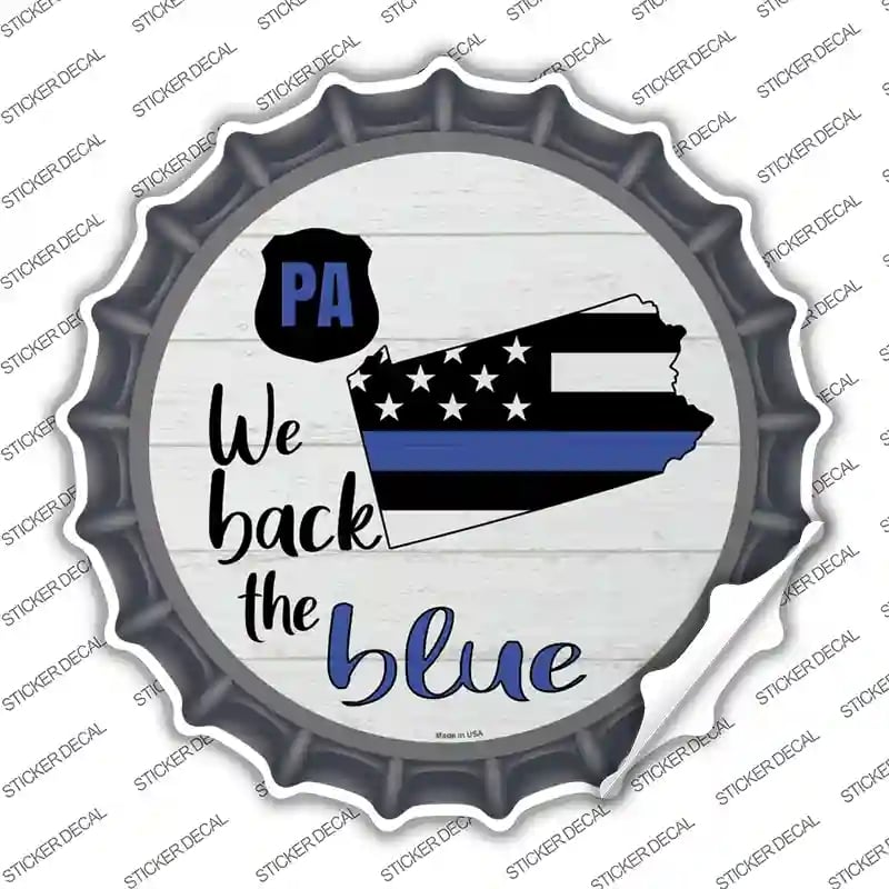 BC-1267s-L Pennsylvania Back the Blue Novelty Bottle Cap Sticker Decal - Large