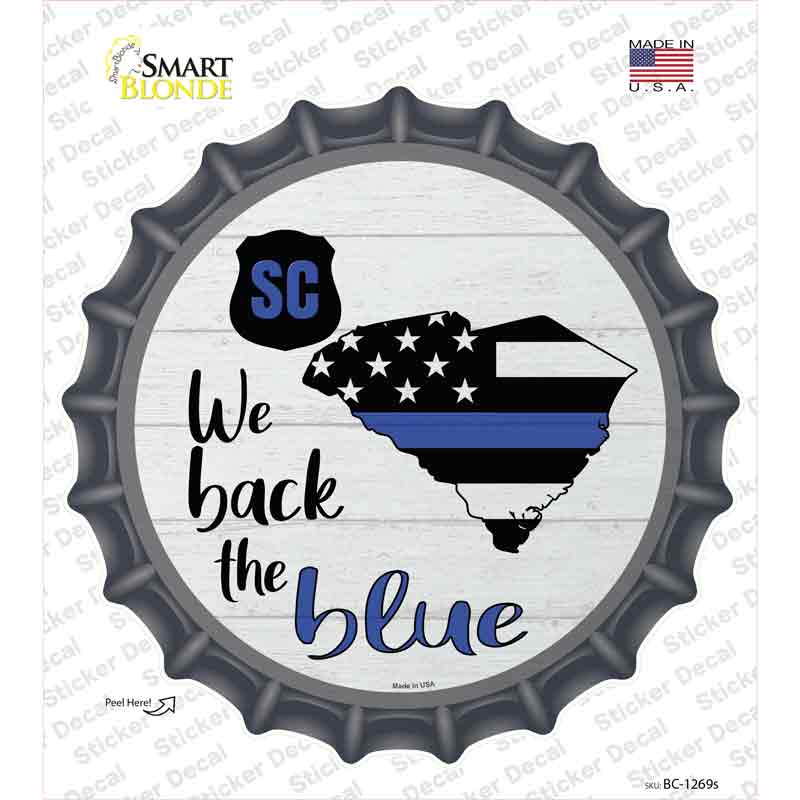 BC-1269s-M South Carolina Back the Blue Novelty Bottle Cap Sticker Decal - Medium