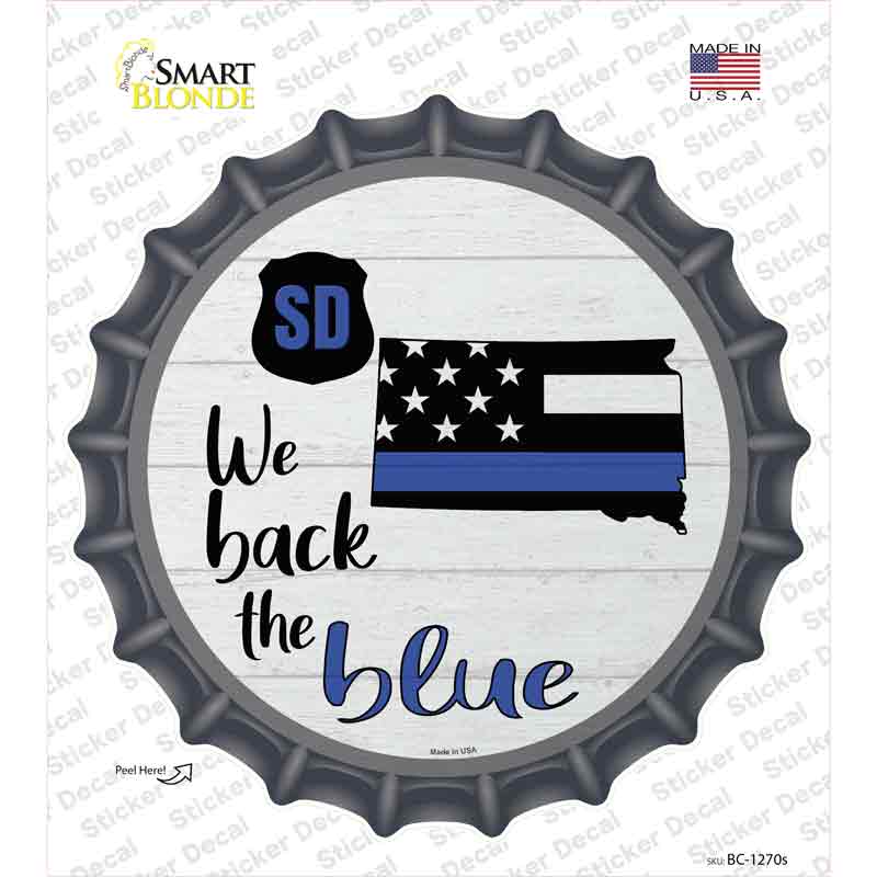 BC-1270s-M South Dakota Back the Blue Novelty Bottle Cap Sticker Decal - Medium