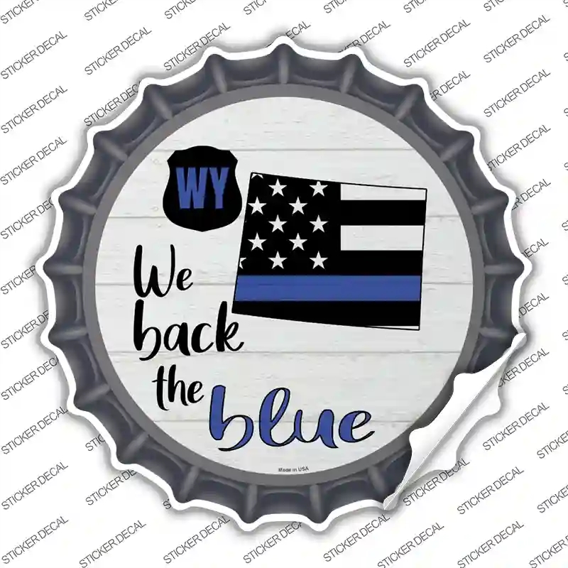 BC-1279s-S Wyoming Back the Blue Novelty Bottle Cap Sticker Decal - Small