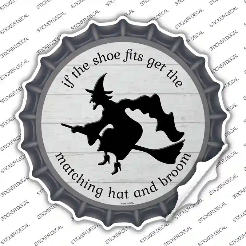 BC-1282s-XL Matching Hat & Broom Witch Novelty Bottle Cap Sticker Decal - Extra Large