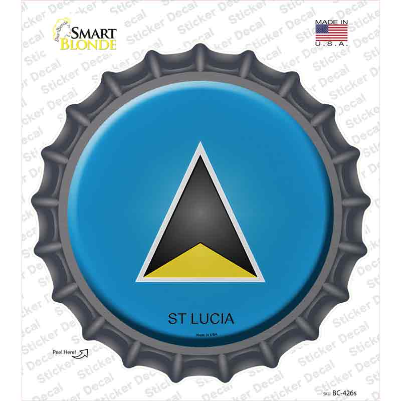 BC-426s-M St Lucia Country Novelty Bottle Cap Sticker Decal - Medium