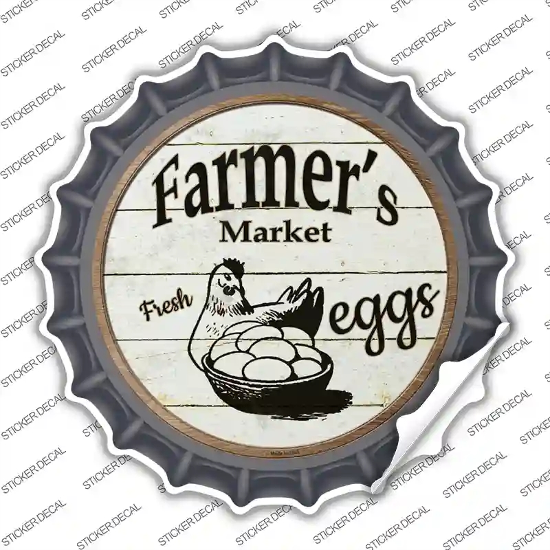 BC-593s-S Farmers Market Eggs Novelty Bottle Cap Sticker Decal - Small