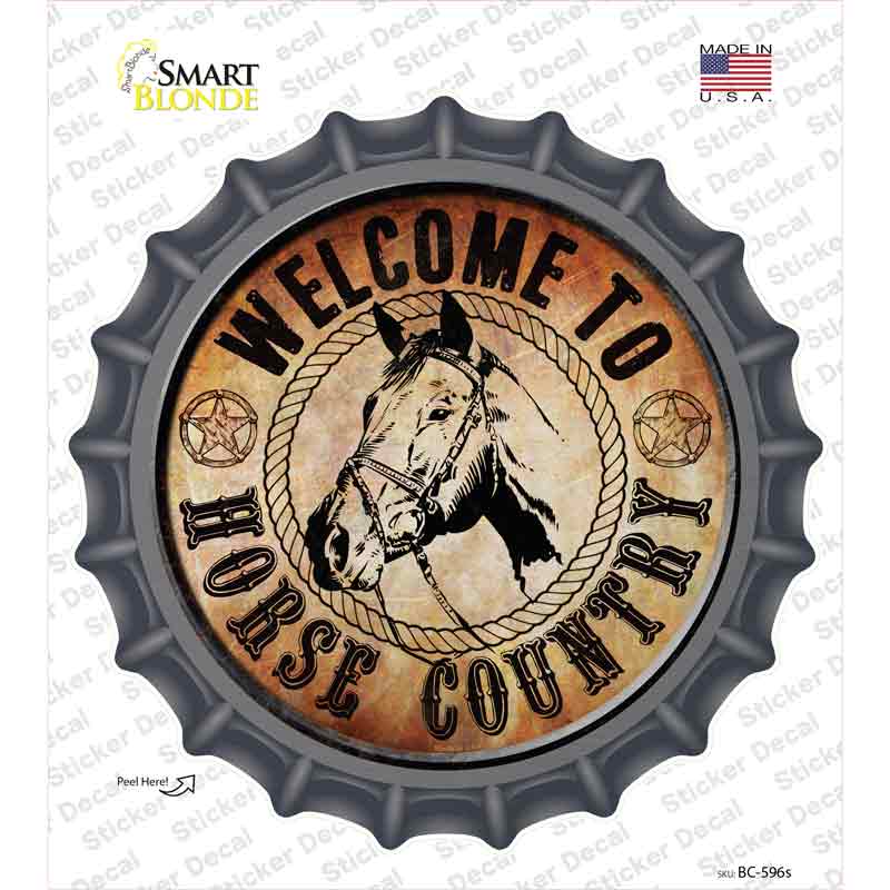 BC-596s-M Horse Country Novelty Bottle Cap Sticker Decal - Medium