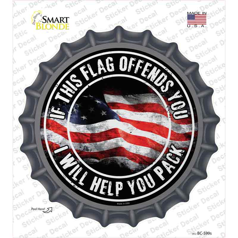 BC-599s-M This Flag Offends You Novelty Bottle Cap Sticker Decal - Medium