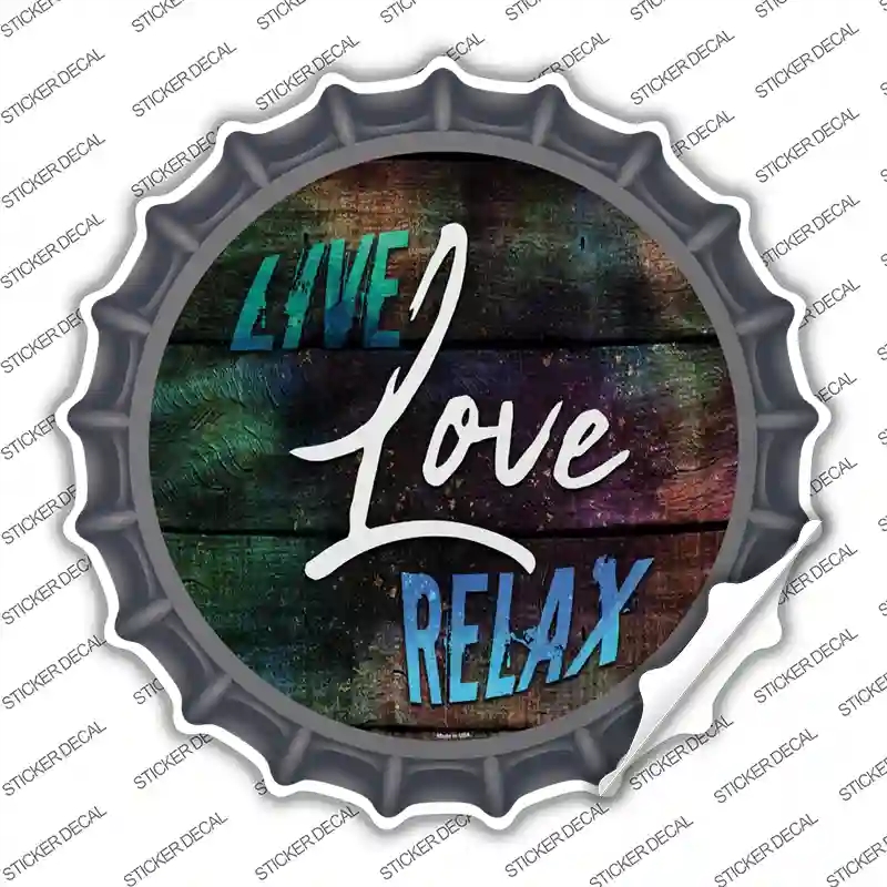 BC-984s-L Live Love Relax Novelty Bottle Cap Sticker Decal - Large