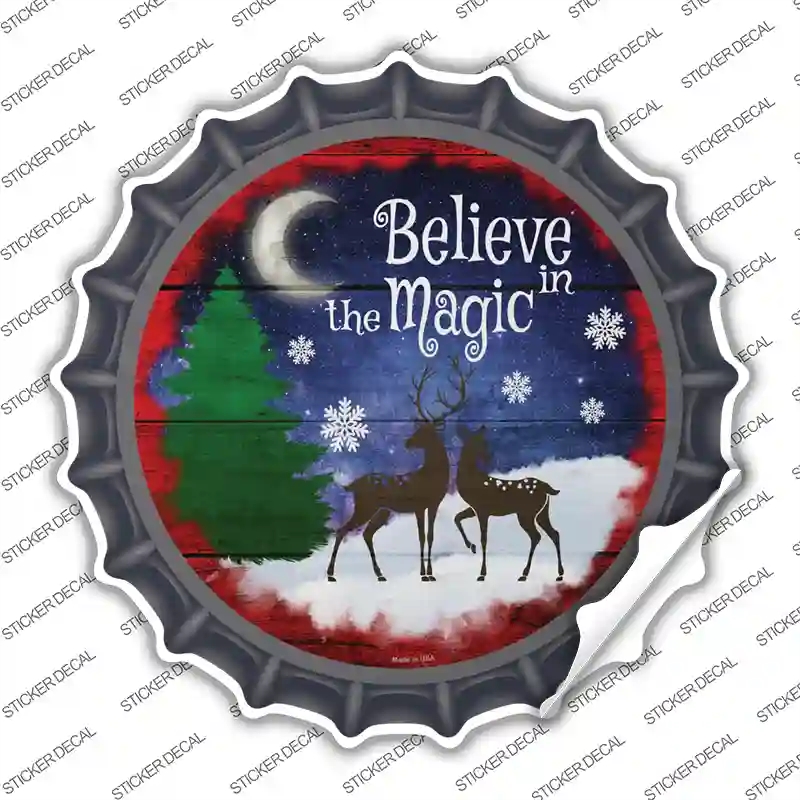 BC-1562s-L Believe in Magic Reindeer Novelty Bottle Cap Sticker Decal - Large