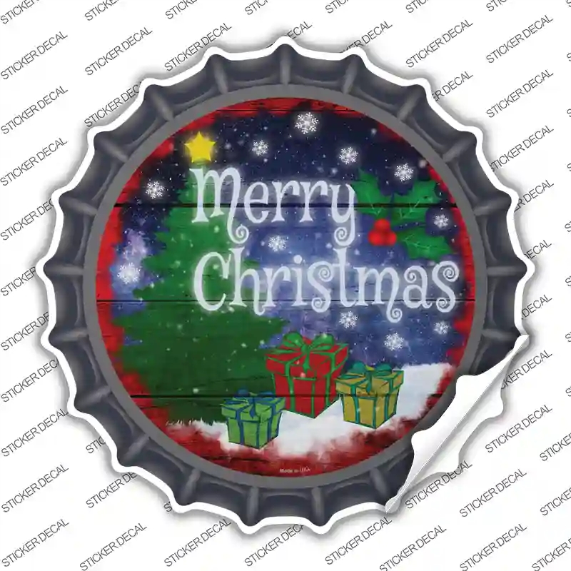 BC-1564s-S Merry Christmas with Presents Novelty Bottle Cap Sticker Decal - Small
