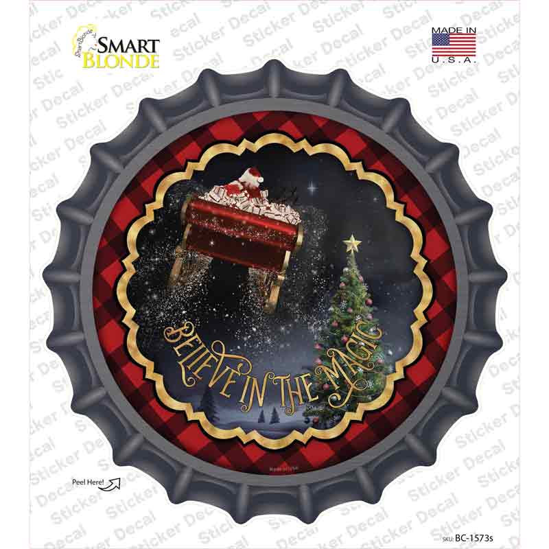 BC-1573s-M Believe in Magic Santa Novelty Bottle Cap Sticker Decal - Medium