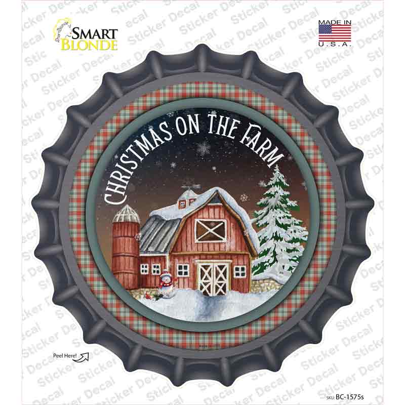 BC-1575s-M Christmas on the Farm Novelty Bottle Cap Sticker Decal - Medium