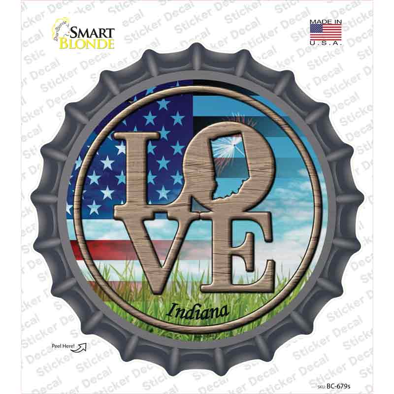 BC-679s-M Love Indiana Novelty Bottle Cap Sticker Decal - Medium