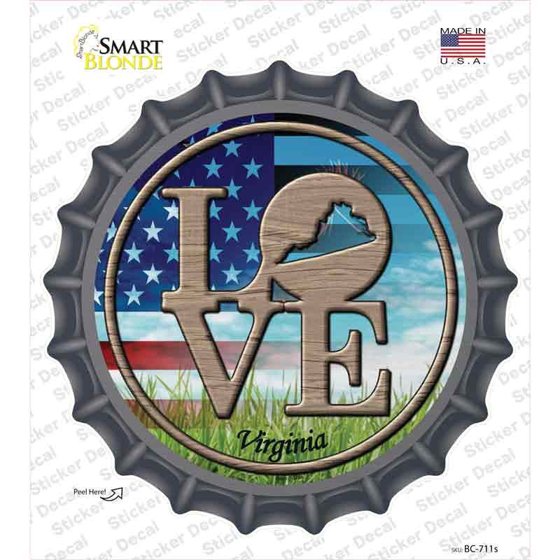 BC-711s-M Love Virginia Novelty Bottle Cap Sticker Decal - Medium