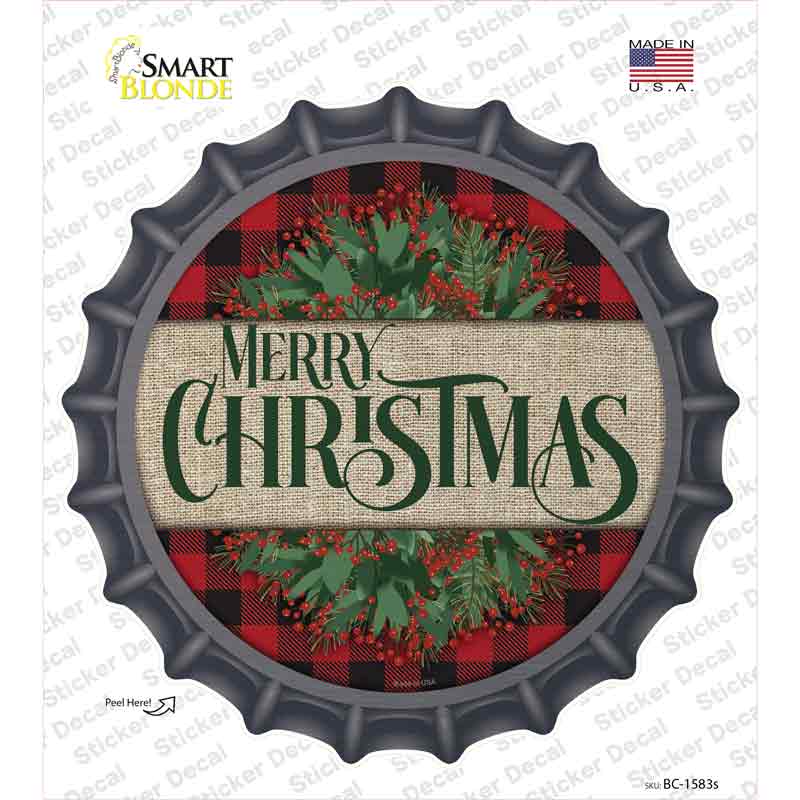 BC-1583s-M Merry Christmas Red Novelty Bottle Cap Sticker Decal - Medium