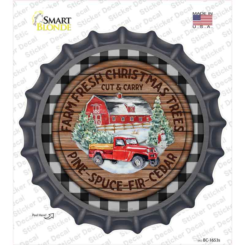 BC-1653s-M Pine Spruce Fir Cedar Trees Novelty Bottle Cap Sticker Decal - Medium