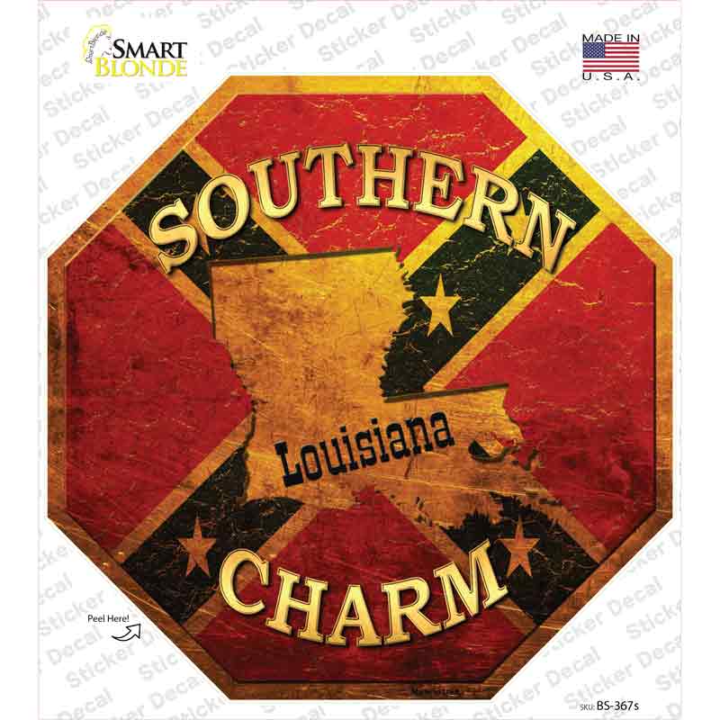 BS-367s-M Southern Charm Louisiana Novelty Octagon Sticker Decal - Medium