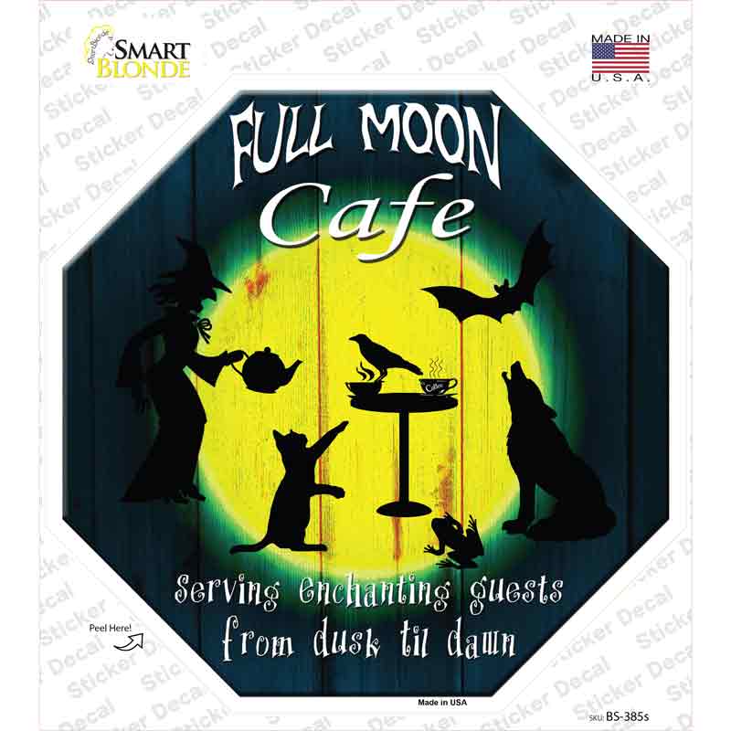 BS-385s-M Full Moon Cafe Novelty Octagon Sticker Decal - Medium