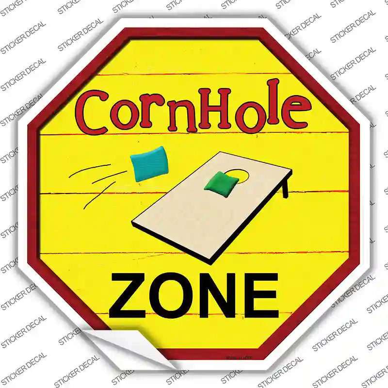 BS-392s-S Cornhole Zone Novelty Octagon Sticker Decal - Small