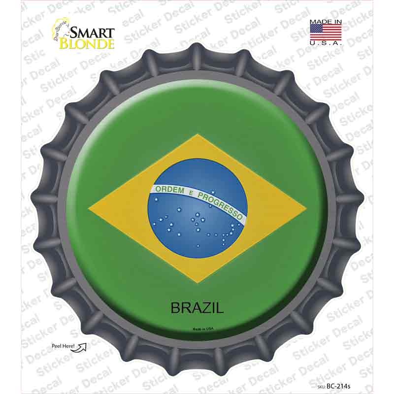 BC-214s-M Brazil Country Novelty Bottle Cap Sticker Decal - Medium