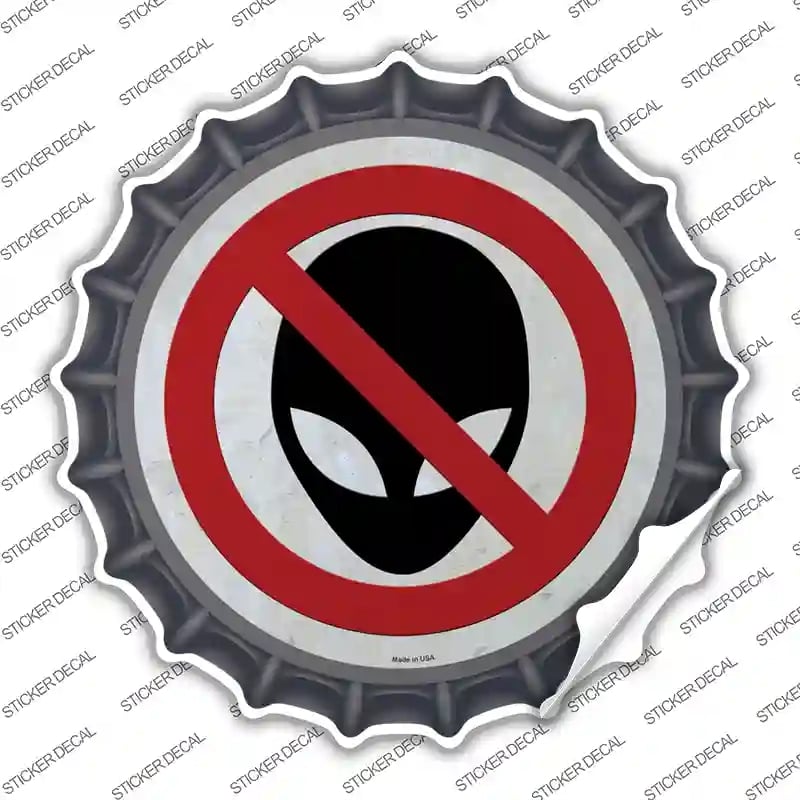 BC-1657s-XL No Aliens Novelty Bottle Cap Sticker Decal - Extra Large