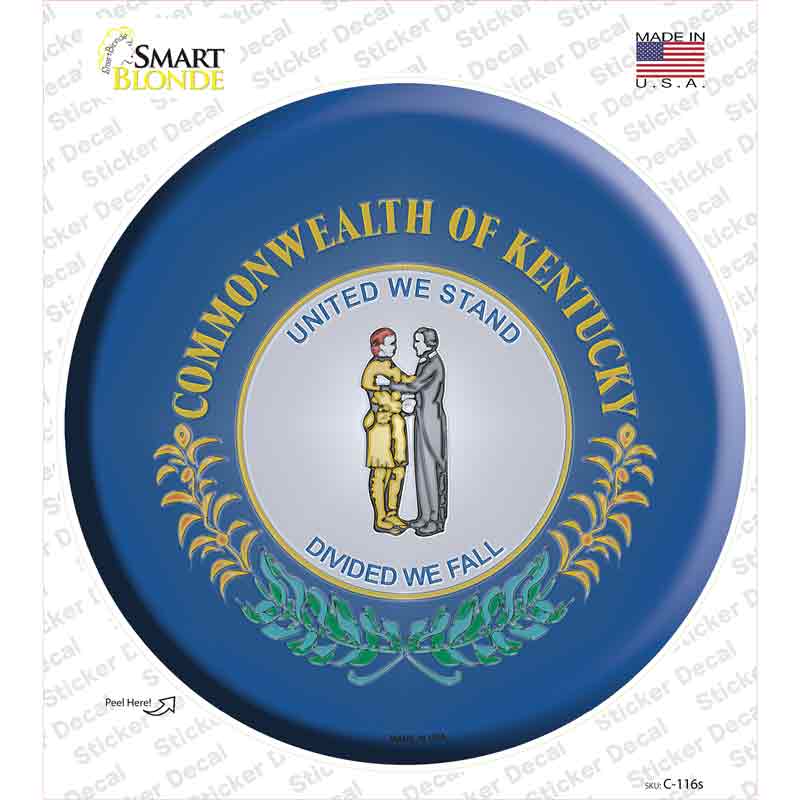 C-116s-M Kentucky State Flag Novelty Circle Sticker Decal - Medium