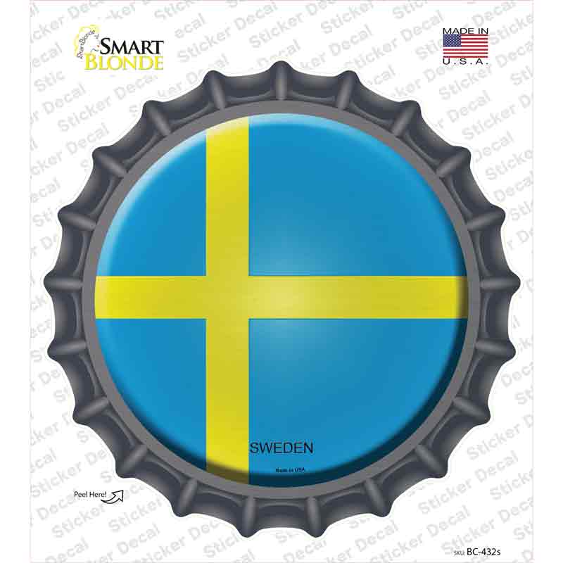BC-432s-M Sweden Country Novelty Bottle Cap Sticker Decal - Medium