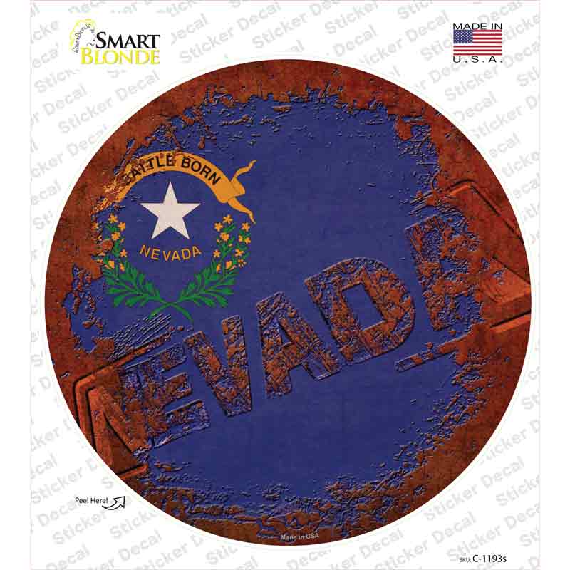 C-1193s-M Nevada Rusty Stamped Novelty Circle Sticker Decal - Medium