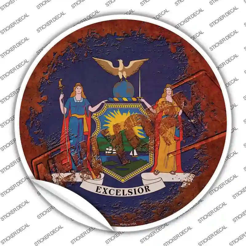 C-1197s-L   York Rusty Stamped Novelty Circle Sticker Decal - Large