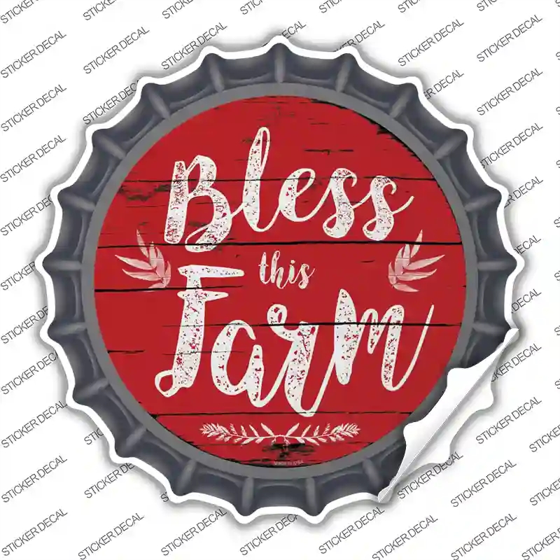 BC-857s-S Bless This Farm Novelty Bottle Cap Sticker Decal - Small