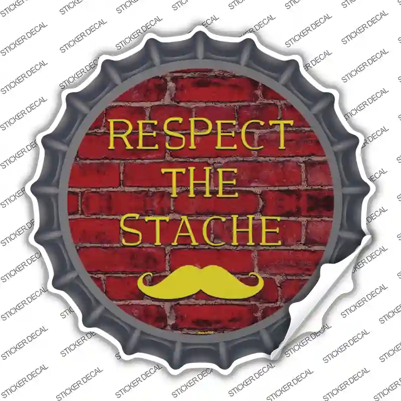 BC-871s-S Respect the Stache Novelty Bottle Cap Sticker Decal - Small