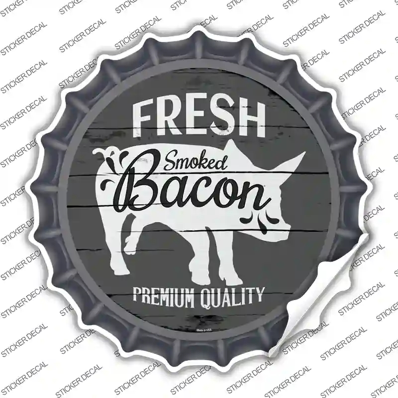 BC-877s-S Fresh Smoked Bacon Novelty Bottle Cap Sticker Decal - Small