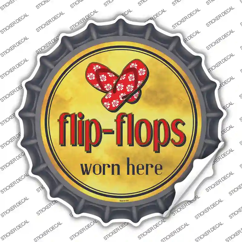 BC-881s-S Flip Flops Worn Here Novelty Bottle Cap Sticker Decal - Small