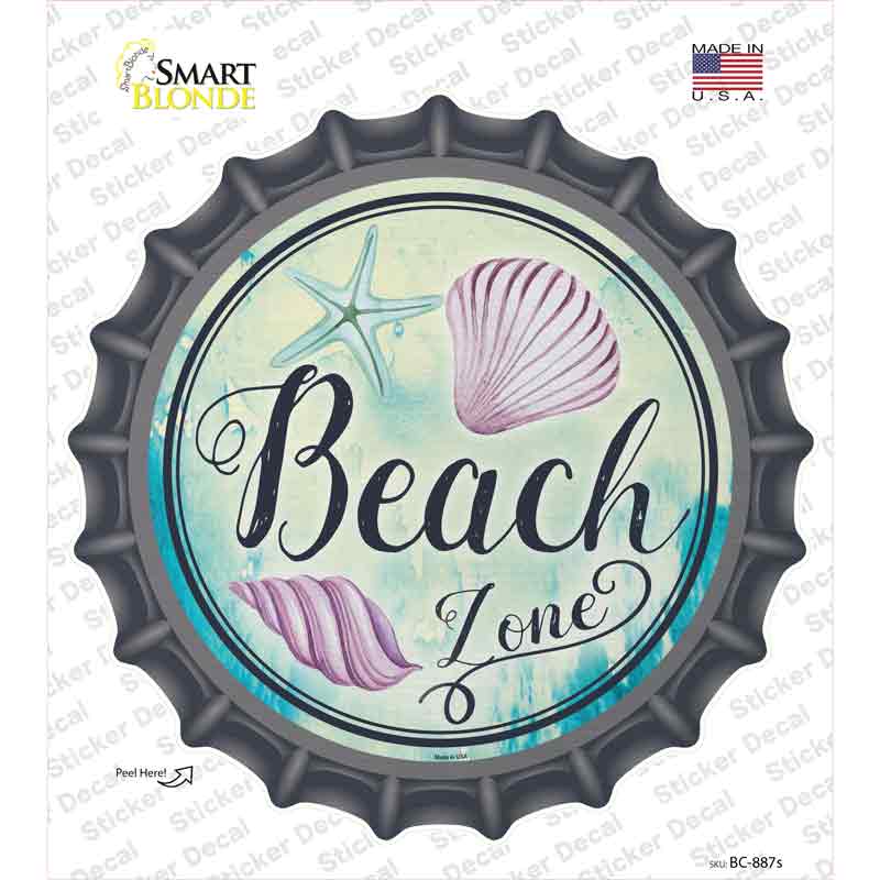 BC-887s-M Beach Zone Novelty Bottle Cap Sticker Decal - Medium