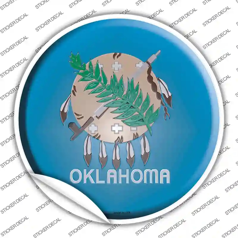 C-135s-S Oklahoma State Flag Novelty Circle Sticker Decal - Small