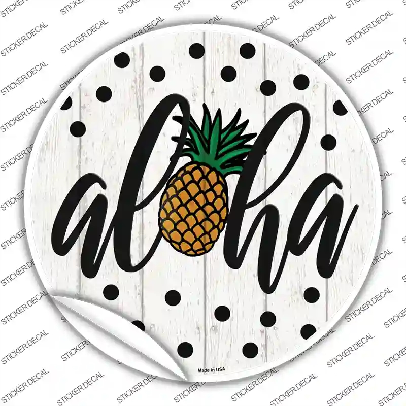 C-1372s-L Aloha Pineapple Novelty Circle Sticker Decal - Large