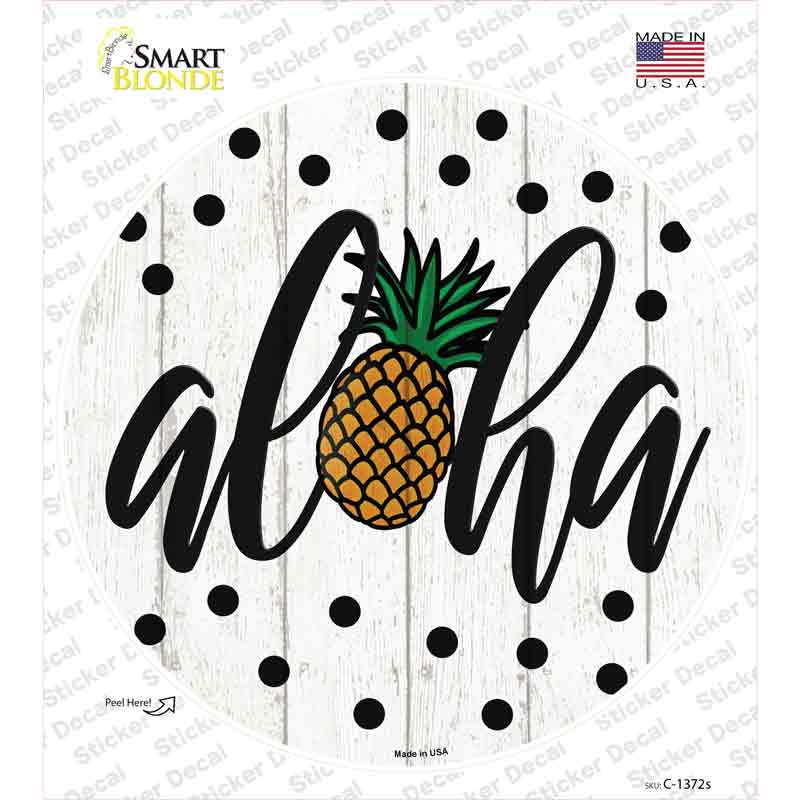 C-1372s-M Aloha Pineapple Novelty Circle Sticker Decal - Medium